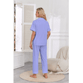 thumbnail image 6 of EA'S SECRET Womens 100% Cotton Pajamas Set Short Sleeve & Long Pants Pjs Set Button Down Sleepwear with Pockets(Lavender,XL), 6 of 8