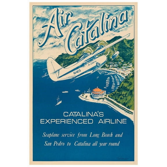 Air Catalina - 1973 - Vintage Airline Travel Poster (8x12Inches-US/CANOnly)