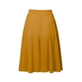 thumbnail image 4 of WTOBBY Women's High Waist Knee Length Elastic Knit A-Line Stretch Flared Casual Midi Skirt, Comfort Fit Work Skirt for Professional Office and Leisure Wear,Yellow M, 4 of 5