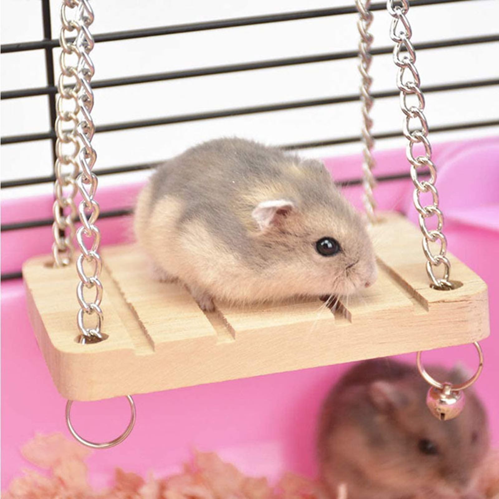 DOPI 6Pcs Hamster Chew Toys Multiple Types Exercise Training Natural Wood Small Pet Ladder Swing Toy Set for Rabbit