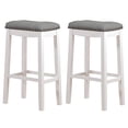 thumbnail image 1 of Angel Line Cambridge Padded Saddle Stool with Cushion, 29" Set of 2, White with Gray, 1 of 3