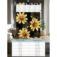 thumbnail image 6 of No Hook Cloth Fabric Shower Curtain with Snap in Liner, Yellow Sunflower Waterproof Shower Curtains Set with See Through Top Window, Summer Bee Black Abstract Botanical Bath Curtains Shower 60"x72", 6 of 6