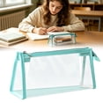 thumbnail image 2 of Zipper Pouch, Transparent Storage Bag, Stationery Organizer, Clear Multi-Purpose Pouch with Zipper Closure, Portable Bag for Pens, Pencils and Daily Cosmetic Storage,Mint Green, 2 of 9