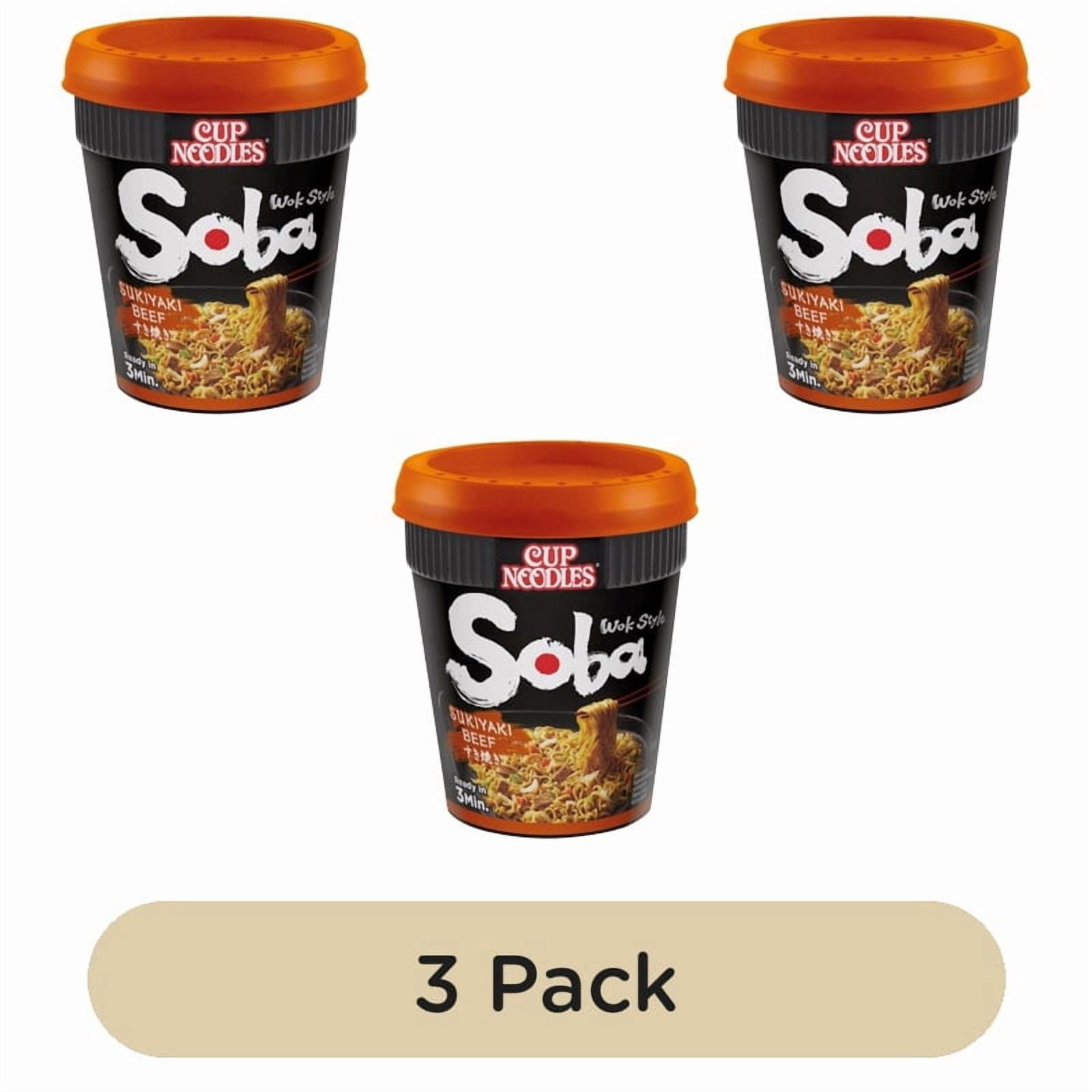 Nissin Soba Sukiyaki Beef Instant Noodles Pot 89g, British Import (Pack of 3)