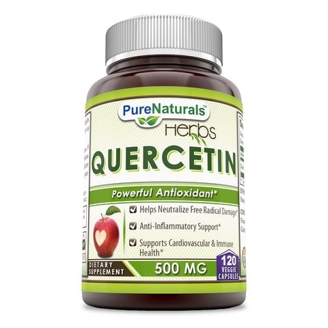 Pure Naturals Quercetin 500mg Per Serving 120 Veggie Capsules Supplement | Non-GMO | Gluten Free | Supports Overall Health & Well Being | Made in USA