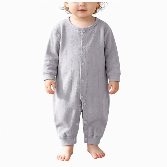 KJameas Baby Boys Girls Romper Basic Solid Color Snap Button Ribbed Knit