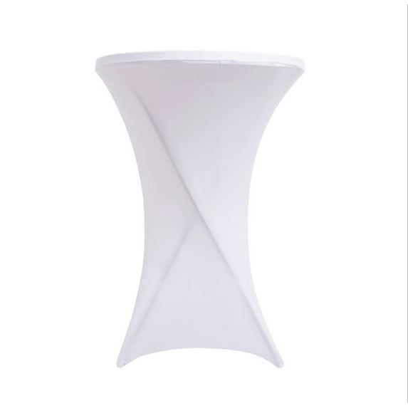 Round Cocktail Table Covers Stretch Spandex Black Cocktail Table Cover Cloth for Wedding, Banquet and Party (White, 80x110cm)