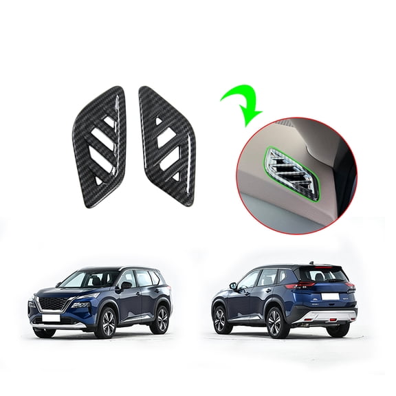 OUBOLUN ABS Imitate Carbon Fiber 2Pcs/Set Front Up Upper Air Condition Vent Cover Trims For Nissan Rogue X-Trail X Trail T33 2021 2022 Car Interior Decoration