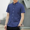 thumbnail image 3 of Camisas de vestir sencillas para oficina, camisas formales, blusas para hombre, ropa de negocios de manga corta, ropa fresca con mangas, blusas asiáticas de algodón SI para hombre, 3 of 5
