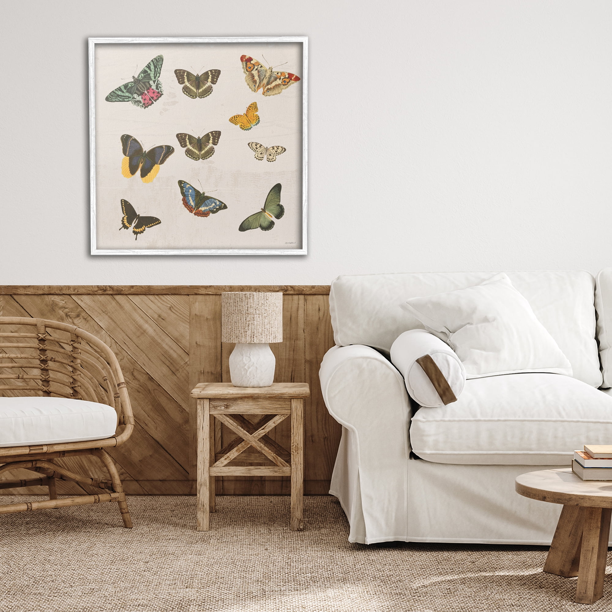Stupell Industries Antique Butterfly Flight White Framed Giclee Art, design by Dan Meneely