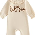 thumbnail image 5 of mgoYE Infant Baby Girl Fall Outfit Romper Letter Embroidery Ruffle Trim Long Sleeve Jumpsuits Newborn Waffle Clothes Bodysuits Cute Clothing, 5 of 5