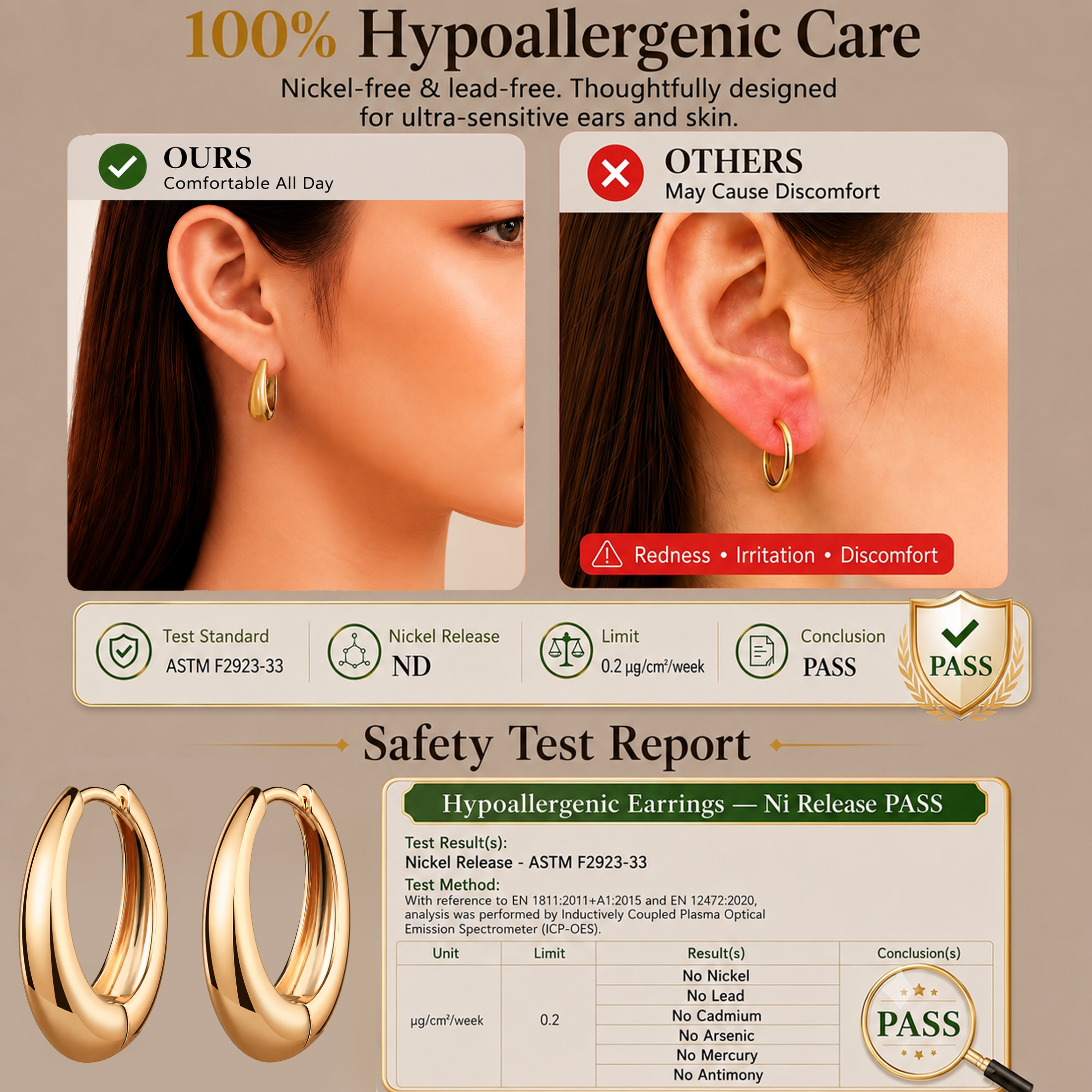 Eclipton Gold Plated Dainty Teardrop Hoop Earrings photo 4