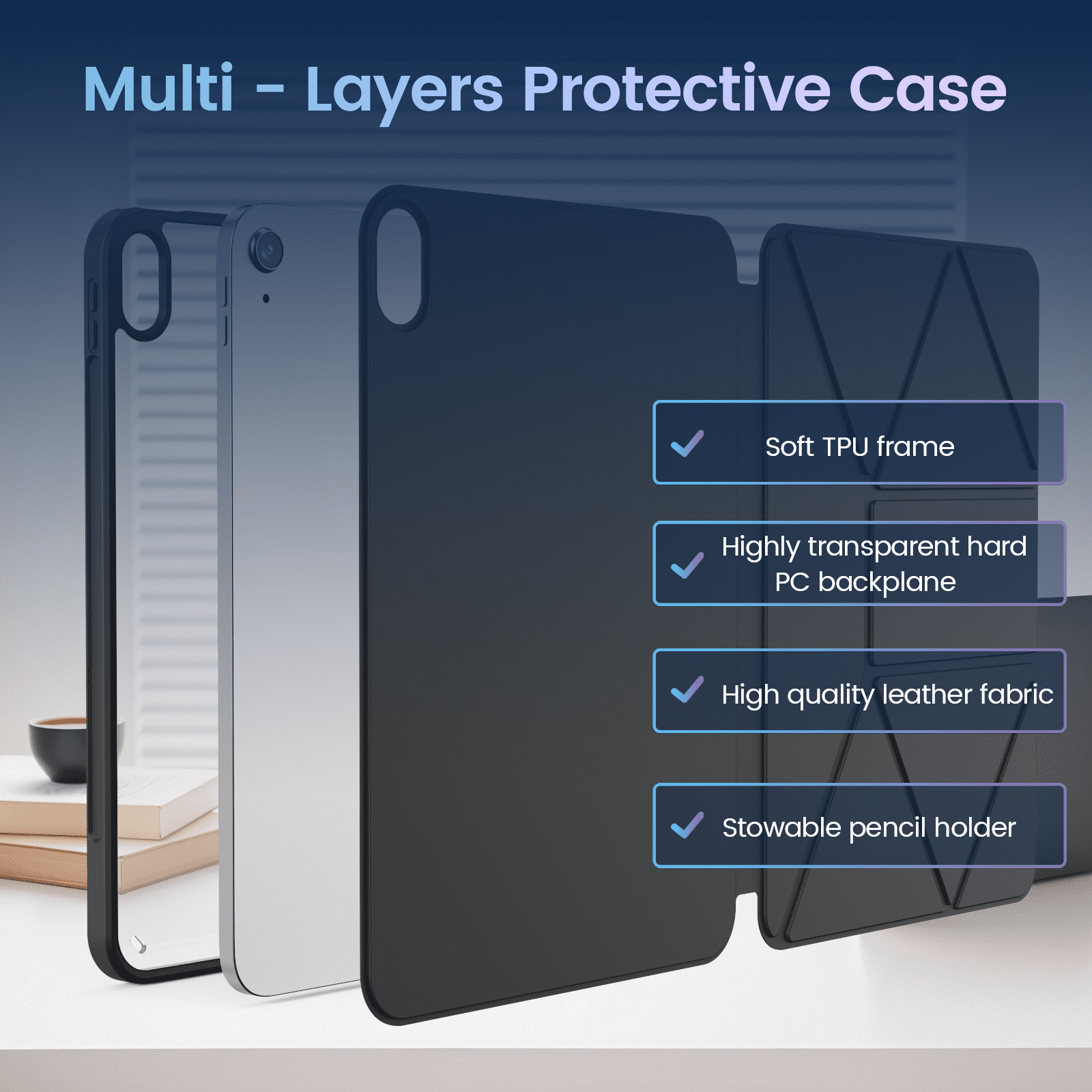 KVTVOU Case for iPad (A16) 11th Generation 11 Inch 2025, iPad 10th Generation 10.9 inch 2022 with Pencil Holder, Auto Wake-Sleep,Clear Acrylic Back Shell, Magnetic attraction increases,Black