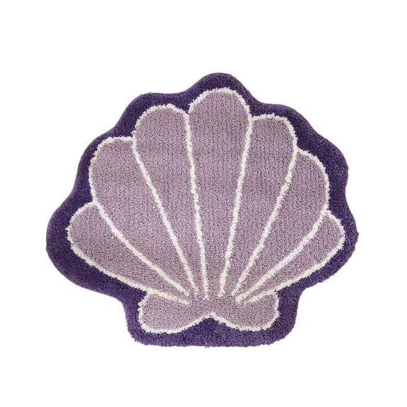 Seashells Bathroom Rugs,16X16 Inch Purple Bathroom Mat,Ocean Decor Shell Bath Mat Gifts,Cute Seashell Shaped Bath Rugs For Bathroom,Machine Washable & Non-Slip Bath Mat,Shower Mat