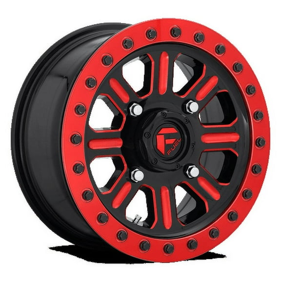 Fuel UTV Aluminum Rim D911 HARDLINE BL - OFF ROAD ONLY 15X7in Gloss Black Red Tinted Clear Finish, D9111570A654
