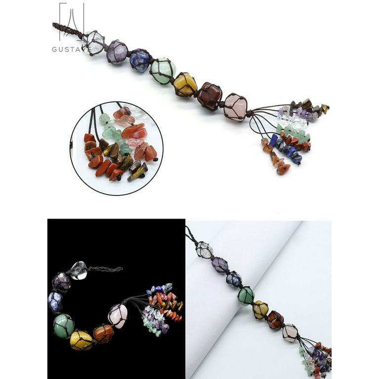 Gustave Chakra Stones Set, 7 Chakras Healing Crystals Wall Hanger, Reiki  Tumbled Gemstone Window Ornament, Yoga Meditation, Car Home Décor 