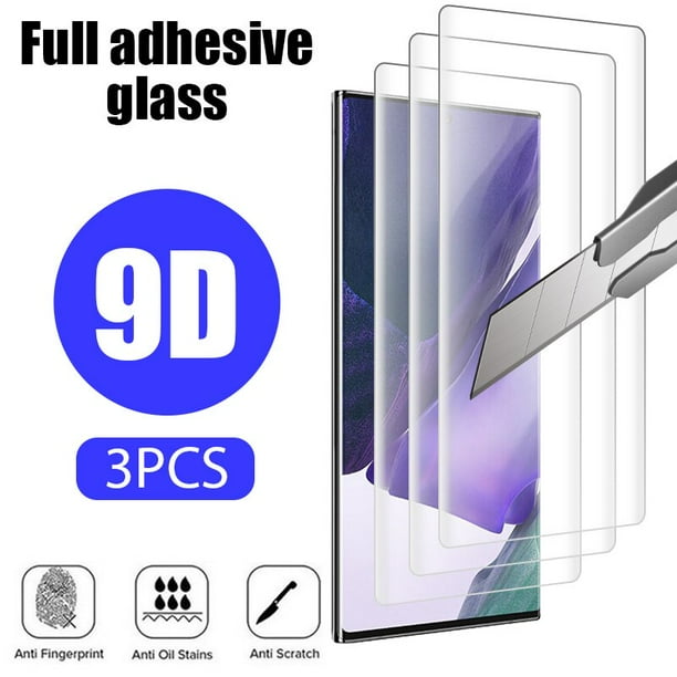 Protector de pantalla de vidrio templado curvo para Samsung, Protector de pantalla para Samsung S23, S22, S21, S20 Ultra Plus, S10, S9, Note 20 Ultra, 10 Plus, 9, 3 unidades