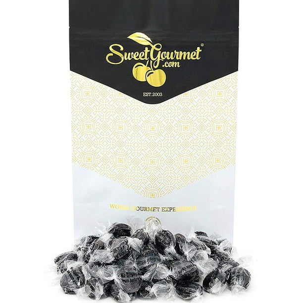 SweetGourmet Sugar Free Black Licorice Mini Buttons Isomalt No Sugar Added Hard Candy 15oz
