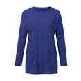 thumbnail image 4 of Baberdicy Women's T-Shirts Womens Long Sleeve Sweatshirts Color Block Crewneck Sweaters Tunic Tops Womens Tops Blue, 4 of 4