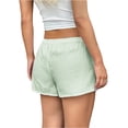 thumbnail image 4 of UDAUDU Women's Casual Shorts Drawstring Striped Loose Fit Summer Beach Shorts Lightweight Vacation Wide Leg Pants Light Green L, 4 of 4