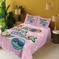 thumbnail image 2 of Ambesonne Emoji Fitted & Top Sheet Set with Shams, Colorful Things Will Work Out, Pale Pink White Marigold, 2 of 5