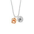 thumbnail image 2 of Delight Jewelry Acrylic Small Paw Orange Silvertone Script Initial Disc - A - Charm Necklace, 20"+3", 2 of 4