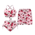 thumbnail image 2 of Psesaysky Cute Women's High Leg Drawstring Bikini Sets,Mens Swim Trunks with Pockets,Couples Matching Clothes for His and Her, Strawberry, 2 of 7