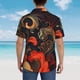 thumbnail image 4 of Balery Fiery Floral Pattern Camisas hawaianas de manga corta para hombre, camisas playeras de corte holgado, camisas de vacaciones con botones,Medium, 4 of 7