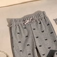 thumbnail image 4 of ITSAME Flared Pants for Girls, Cute Bow Cotton Elastic Waist Ruffle Hem Summer Casual Wide Leg Pants Dark Gray Size 6, 4 of 5
