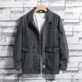 thumbnail image 2 of Chaqueta vaquera de otoño con botones azules para hombre, abrigos vaqueros de bolsillo gris para hombre, moda japonesa, alta calidad, vintage, precio bajo, talla grande GL, 2 of 5