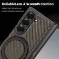 thumbnail image 7 of Case for Samsung Galaxy Z Fold 5, Carbon Fiber Texture, 360 Degree Rotating Ring Bracket, Compatible with MagSafe Wireless Chargers, PC Material Drop Protective Phone Cover for Z Fold 5, Coffee, 7 of 7