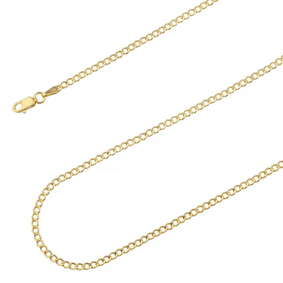10K Yellow Gold 2mm Hollow Cuban Curb Link Chain