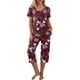 thumbnail image 1 of Txlixc - Conjunto de pijama para mujer, camiseta de manga corta con cuello en V y pantalones capri, trajes de dormir Txlixc  Moda, 1 of 6