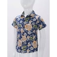 thumbnail image 4 of Raenseen Kids Boys Summer Hawaiian Shirts Floral Print Short Sleeve Button Shirts Tropical Luau Shirts Blouse Tops Type F 5-6, 4 of 7
