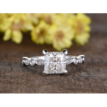 2.12Ct Princess Lab Created Diamond (VS1/D) 14k White Gold Solitaire Ring for Women Gifts/Wedding