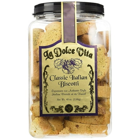 La Dolce Vita Classic VTF5 Almond Italian Biscotti Cookies, Gourmet Coffee & Tea Dipping Snack, 40 oz Jar