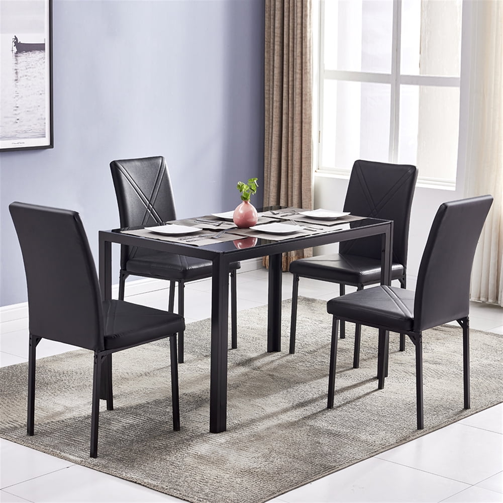 Kadyn Glass Dinner Table, Dining Room Table for Kitchen, Kitchen Table for 4, Black Kadyn Glass Dinner Table, Dining Room Table for Kitchen, Kitchen Table for 4, Black