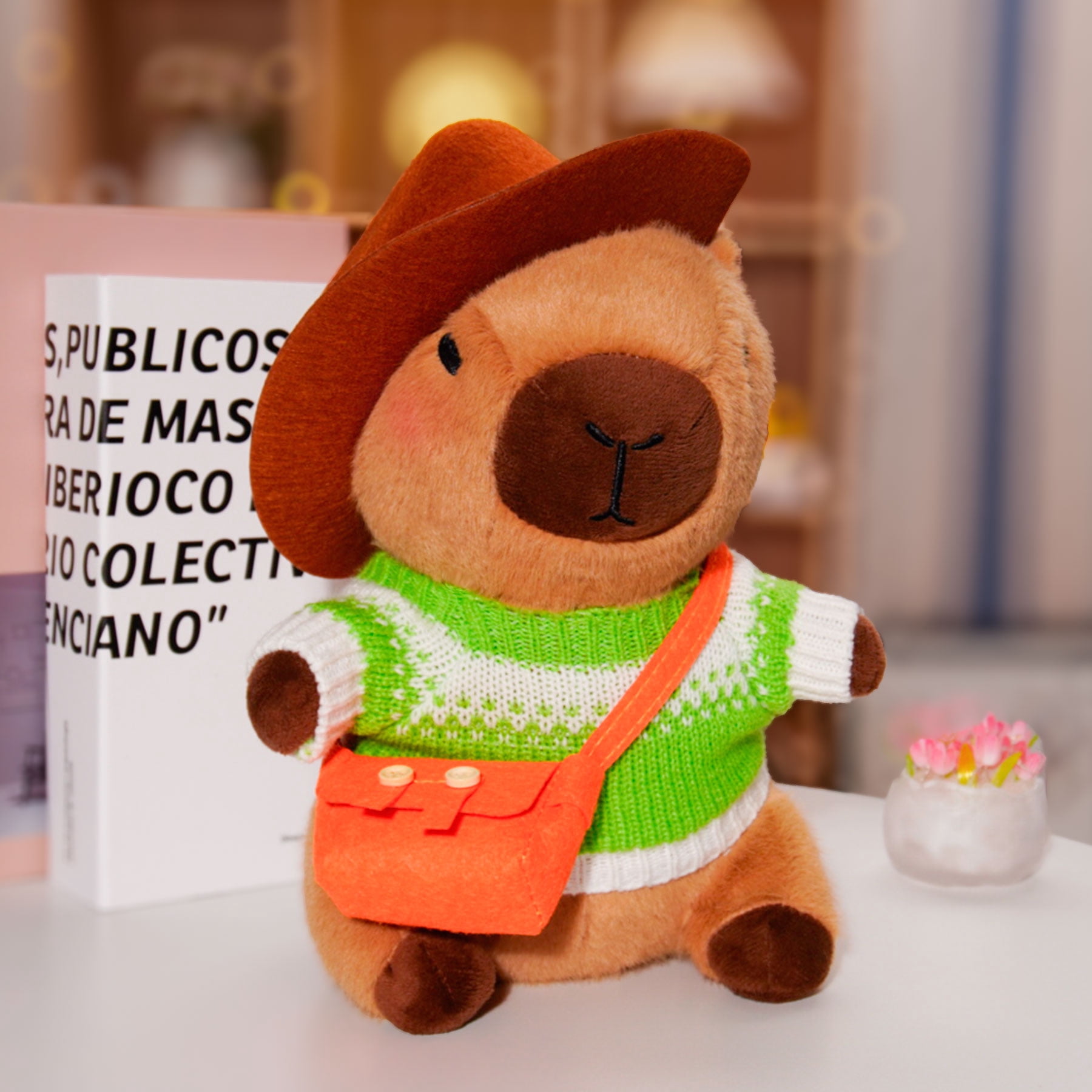 Dress-Up Capybara Plush Toy with Outfit & Accessories Set, Soft Stuffed Animal, 8/9/10-Piece Clothes & Bag Bundle, Gift for Kids