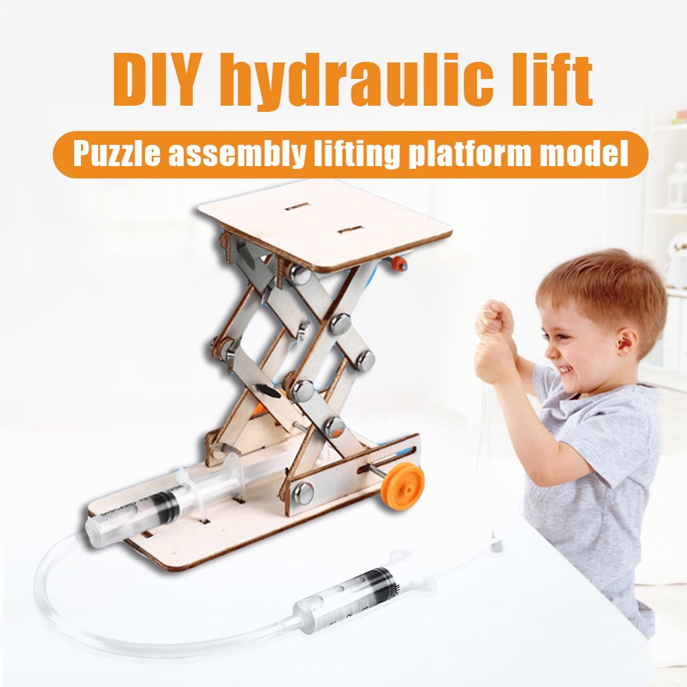 Yesbay Kids DIY Hydraulic Lift Table Model Scientific Experiment Kit