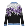thumbnail image 5 of QATAINLAV Womens Denim Patchwork Shirt Waffle Knit Lapel Collar Pullover Tops Casual Loose Long Sleeve Sweatshirts Streetwear Purple XXL, 5 of 6
