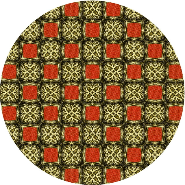 Ahgly Company Tapis Rond Lavable en Machine Intérieur Caramel Brun, 5 Pieds Rond