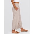 thumbnail image 3 of ANRABESS Women Striped Gingham Wide Leg Palazzo Pants Casual Lounge Cropped PJ Bottoms Comfy Cute Plaid Pants with Pockets Light Brown White Stripe Small, 3 of 8