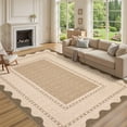 thumbnail image 3 of Gaderth 8x10 Washable Area Rug For Living Room, Scalloped Border Non Slip Rug, Stain Resistant Low Pile Soft Indoor Carpet For Bedroom Nursery Dining Room Entryway Home Office, 3 of 10