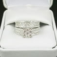 thumbnail image 2 of Lakshya Jewel LLC 14K White Gold Finish Cubic Zirconia Wedding Trio His Her Bridal Band Ring Set, 2 of 4