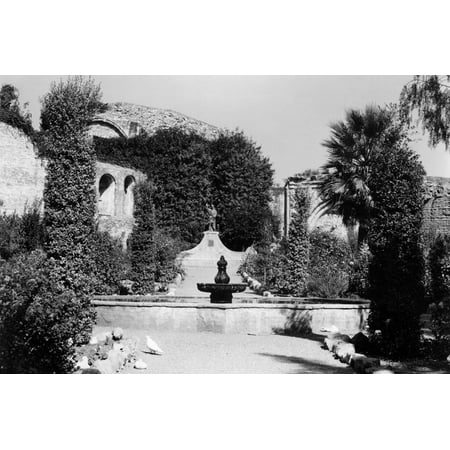 1940s-1950s Garden of San Juan Capistrano Mission California Print Wall