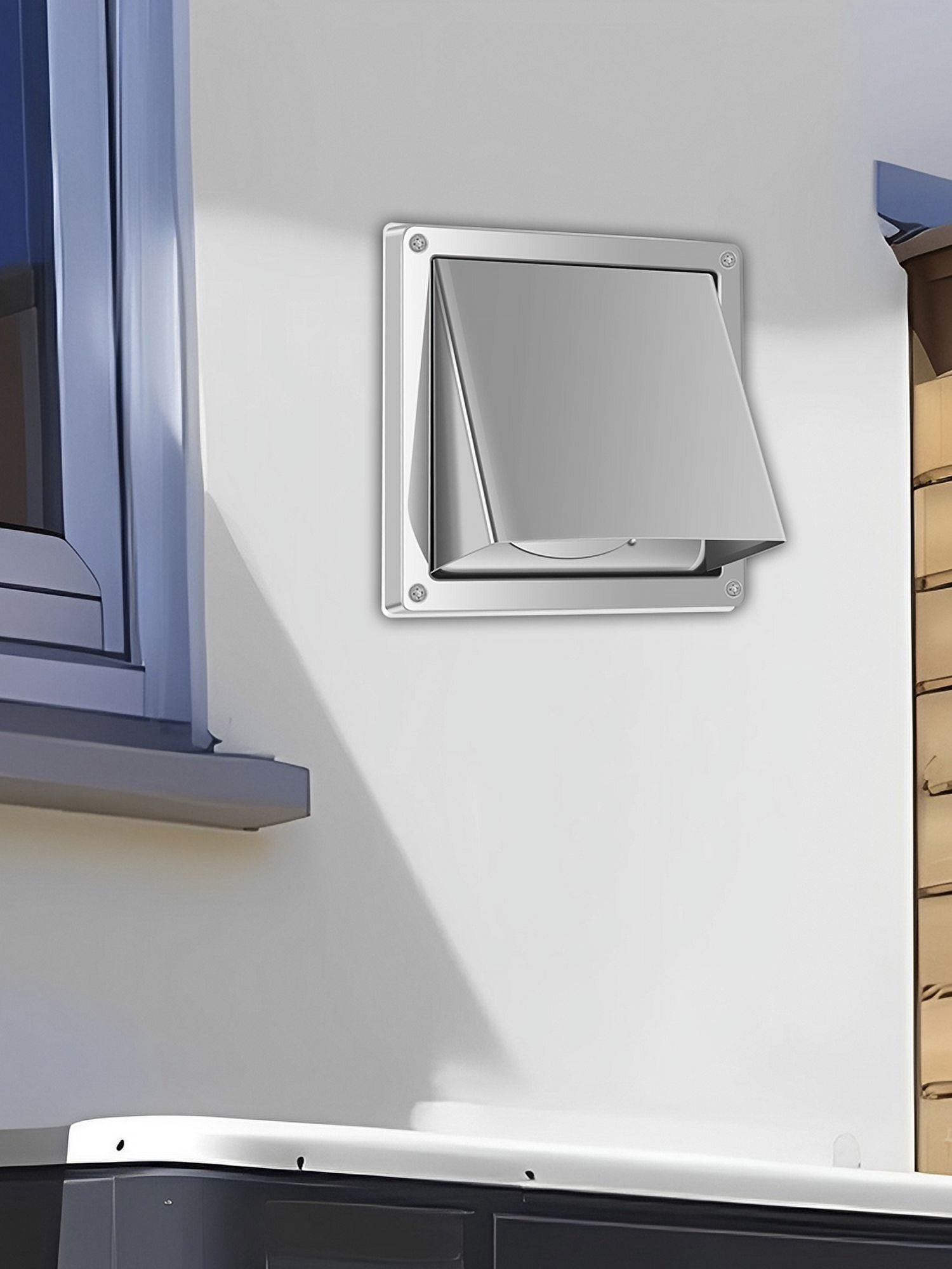 Vensio -4 Inch Stainless Steel Dryer Vent Cover with Windproof Gravity Flaps, Weather Proof Exterior Wall Exhaust Vent for Home Bathroom and Kitchen Range Hood
