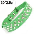thumbnail image 2 of Collar de cuero PU con diamantes de cristal para mascotas, perros, gatos, cachorros, color negro, 2 of 5