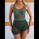 thumbnail image 5 of Traje de Baño de una Pieza para Mujer, con Control de Abdomen, Adelgazante, Pareo Transparente, Color Verde , Talla L, 5 of 9