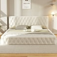 thumbnail image 3 of Harper & Bright Designs White Queen Size Upholstered Bed with Tufted Headboard, Modern Velvet Platform Bed W/Wooden Slat Support for Bedroom Guest Room, 3 of 9
