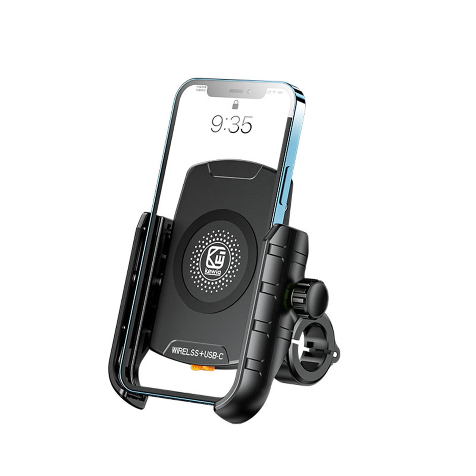 NATEFEMIN Motorcycle Phone Holder Charger Wireless 15W USB C 20W Fast Charging 360 Rotate Waterproof